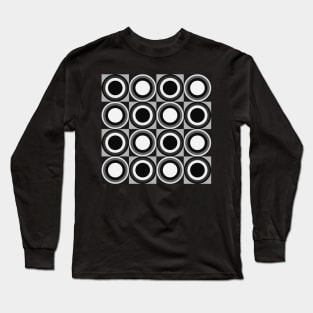 monochrome retro mid century pattern Long Sleeve T-Shirt